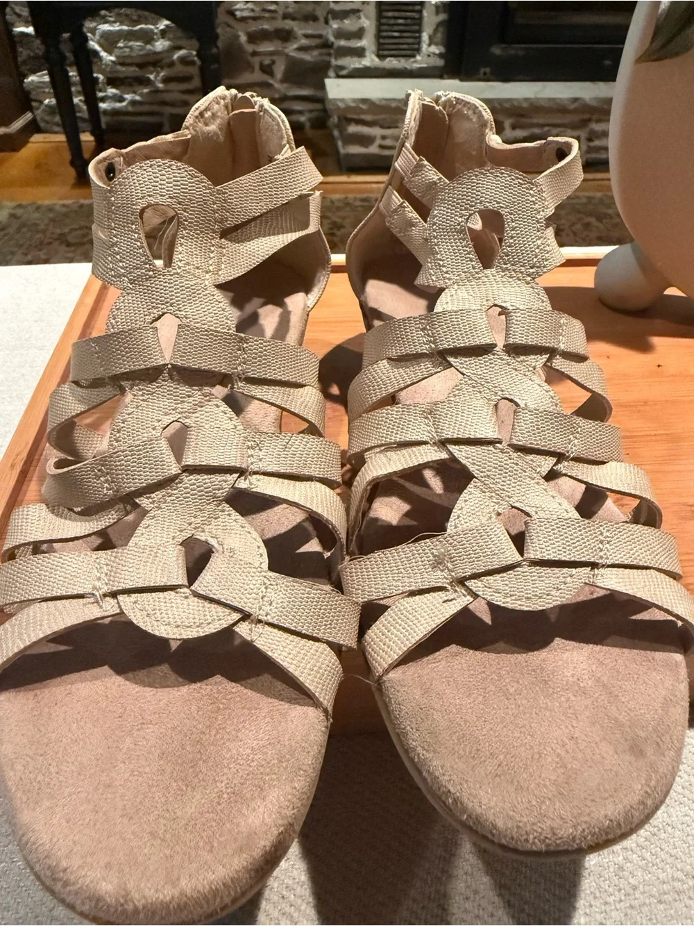 Relativity Women's Strappy Wedge Sandals in Beige - Comfort Casual